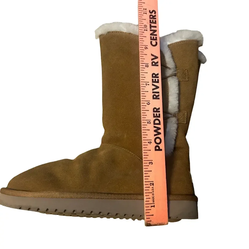 Koolaburra Tan Suede Boots with Fur Trim